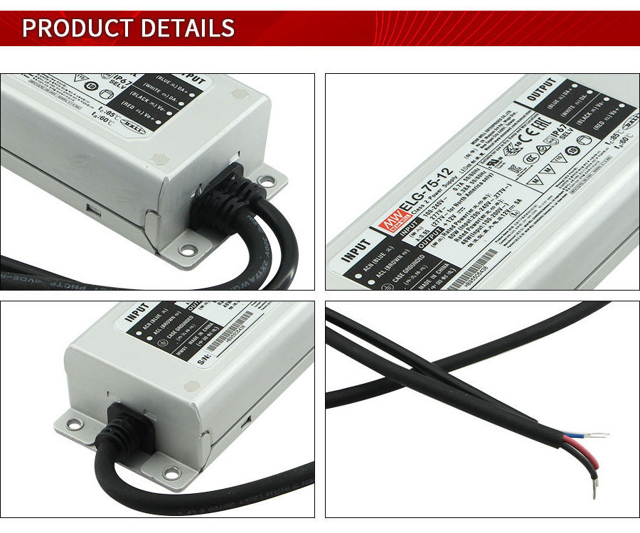 Mean Well ELG Switching Power Supply Led Driver 12V 24V 36V 42V 48V 54V 5A 4A 3A 2.6A 2A 1.8A 1.5A 75W 100W 150W 200W 240W 300W