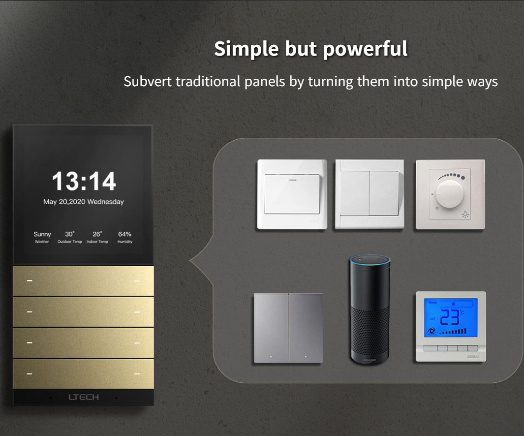 Whole House Intelligent hotel smart LCD panel voice app control wifi smart wall switch with touch screen