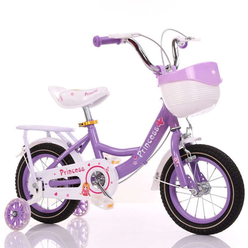 Hot Selling Girls Bicycle Pink Purple Color 12 14 16 20 Inch Princess Kids Bike for Girls with Doll Bike Seat, Training Wheels