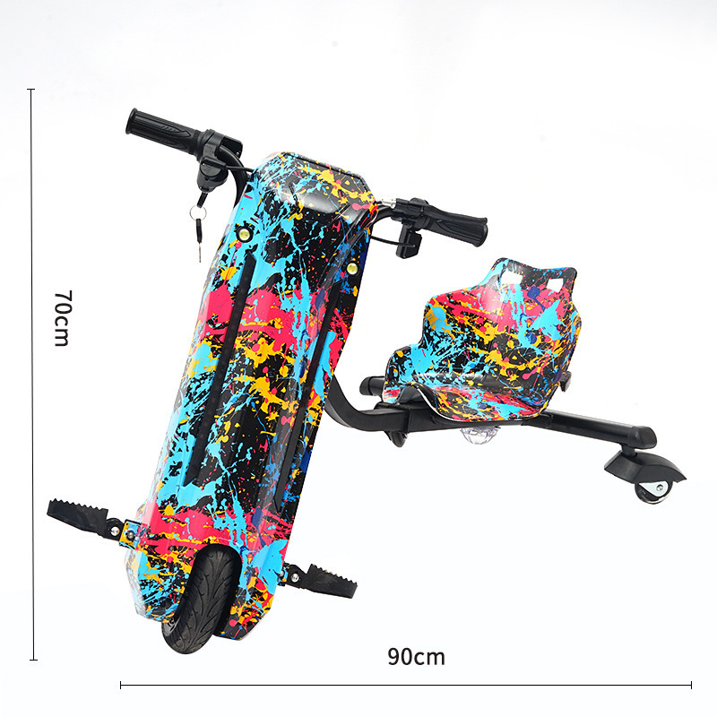 China Factory Drift Electric Tricycle Crazy Cart Drift with 3 PU Wheels Outdoor Sports