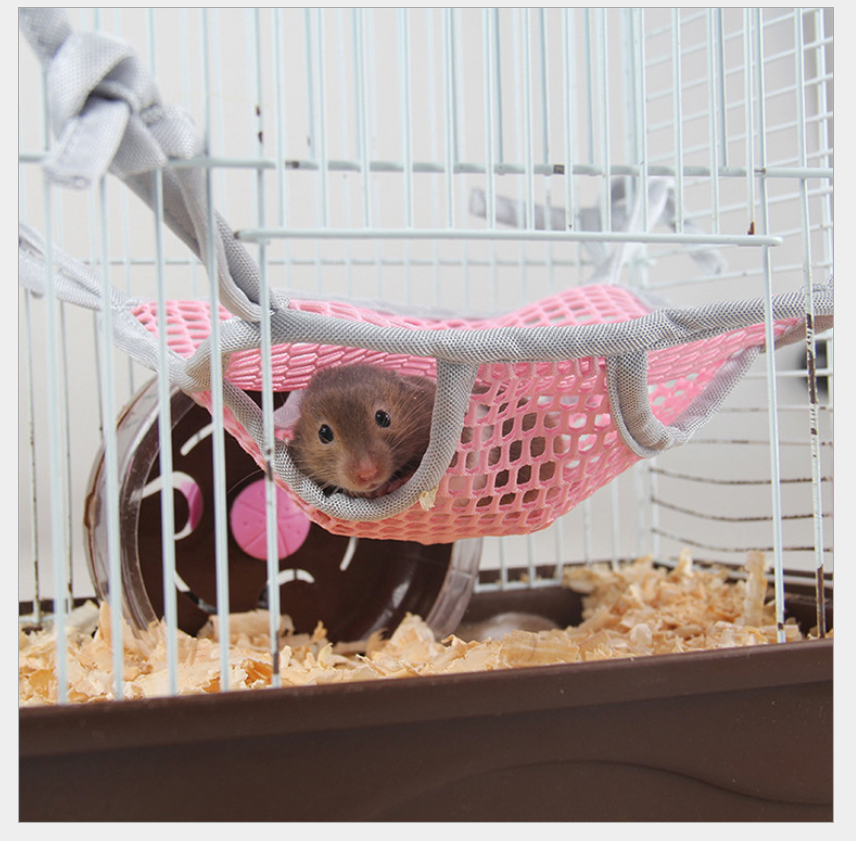 Hamster Hammock Four Corners Double Layer Breathable Mesh Design Cage Hanging Bed Sleep Snuggle Hammock a Cool Animal Bedding