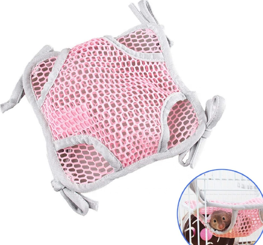 Hamster Hammock Four Corners Double Layer Breathable Mesh Design Cage Hanging Bed Sleep Snuggle Hammock a Cool Animal Bedding