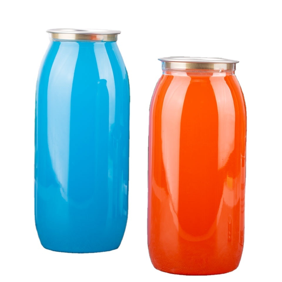 OEM/ODM Plastic Cans 500ml 650ml Transparent Plastic Can Soda Drinking Bottle With Aluminum Customized PET Cans Plastic