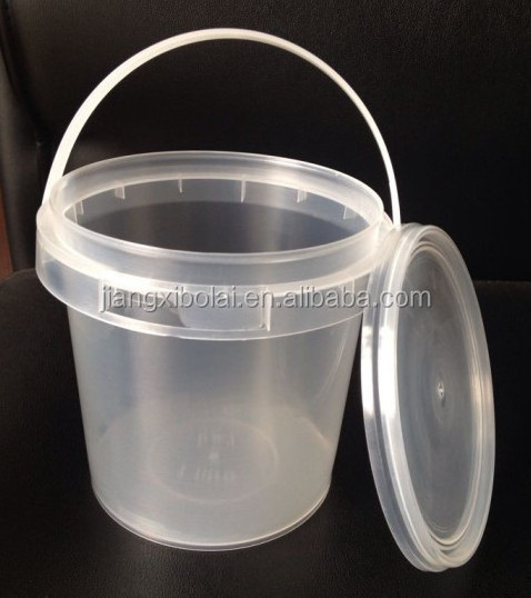 clear small food grade PP 1.5L plastic yogurt bucket with lid and handle