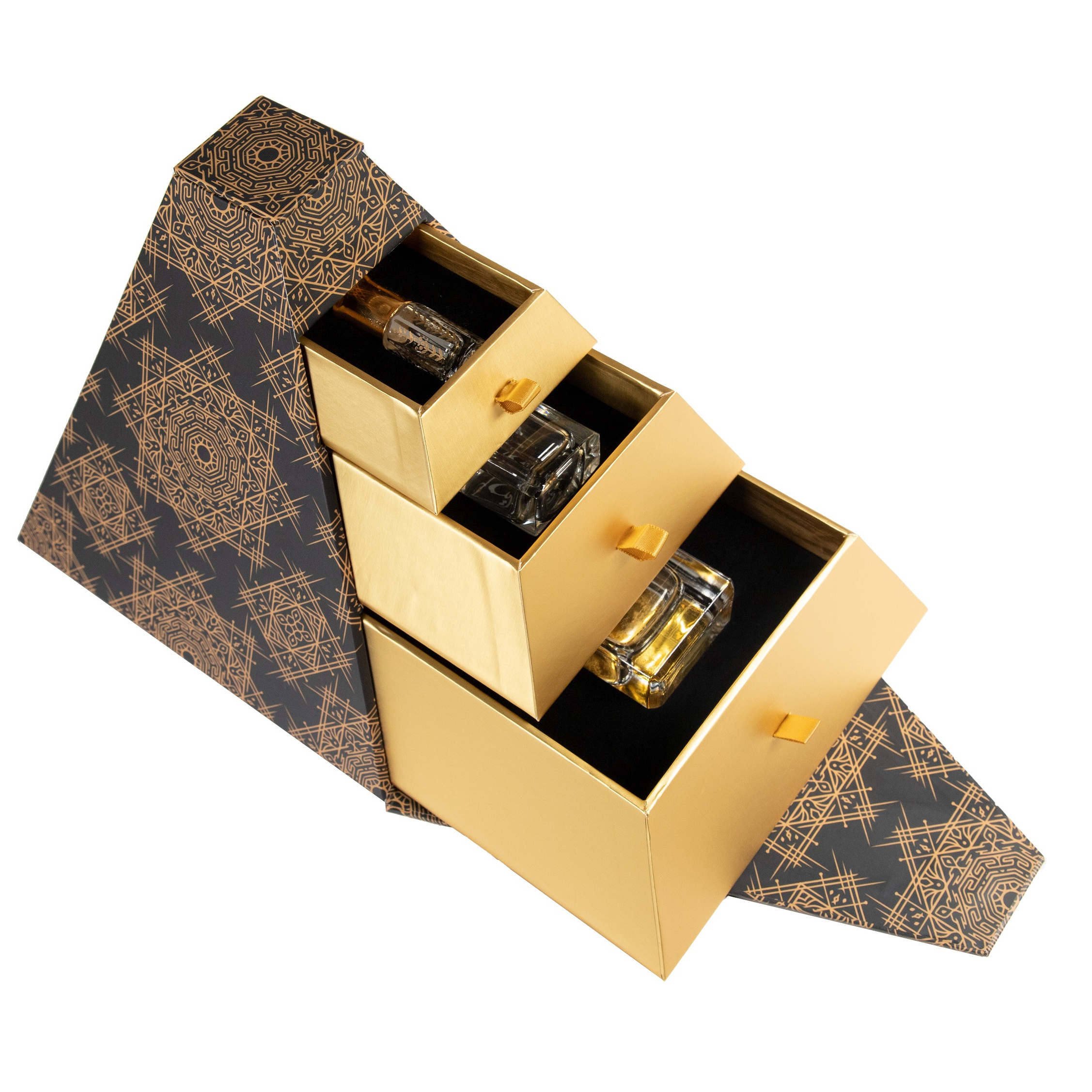 custom gold luxury perfume boxes sample cardboard empty packaging box for perfume bottle packaging gift boxes set design making