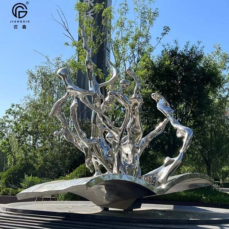 Large outdoor polished stainless steel abstract sculpture for sale