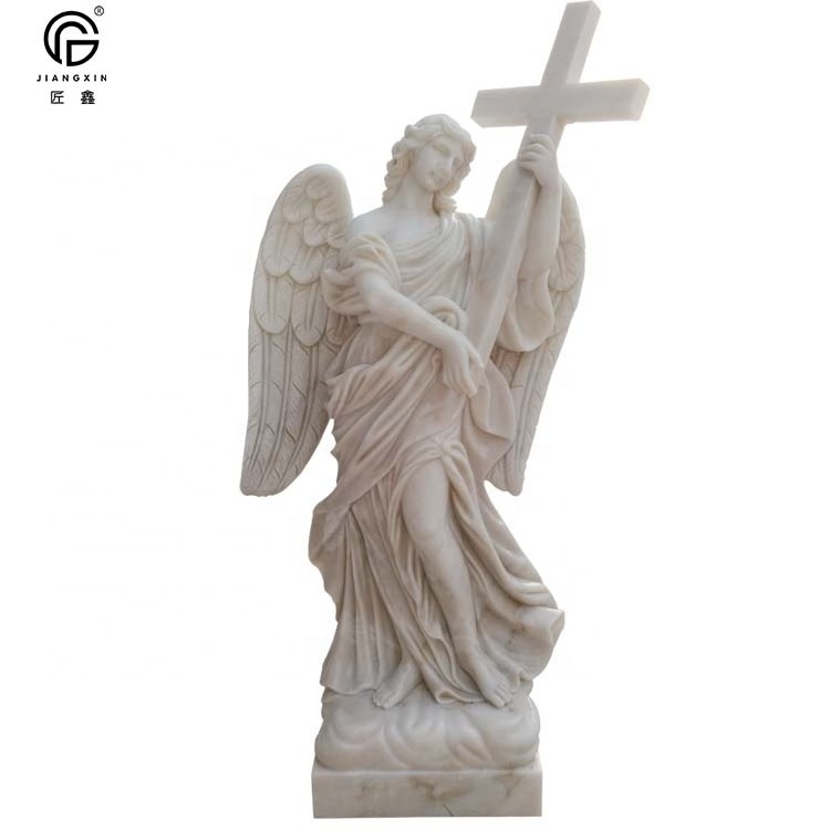 Sunset Natural  Marble Angel Statue Wings Monument Headstone Tombstone