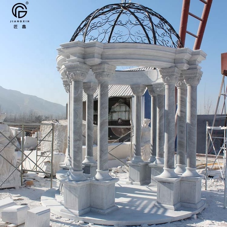 British Style Custom Made Outdoor marble Stone Garden Gazebo