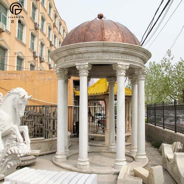 British Style Custom Made Outdoor marble Stone Garden Gazebo