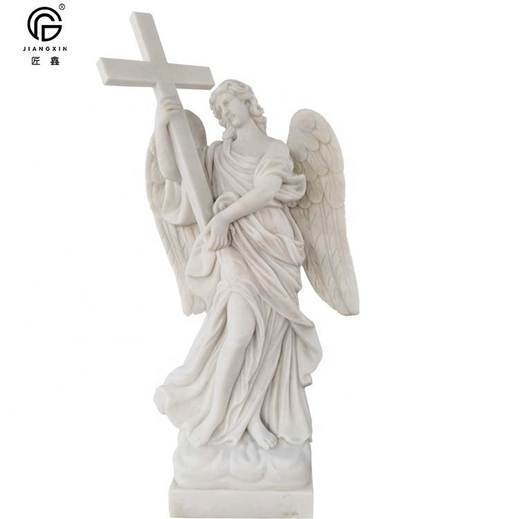 custom white marble tombstone Angel and Eagle statue Gravestone