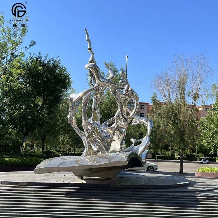 Large outdoor polished stainless steel abstract sculpture for sale