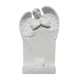 New White Marble Cross Tombstone Angel Headstone Gravestone