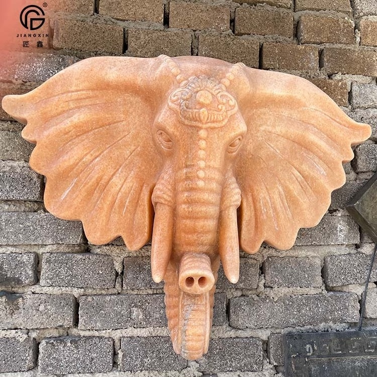 High quality hand carving natural marble Elephant wall fountain