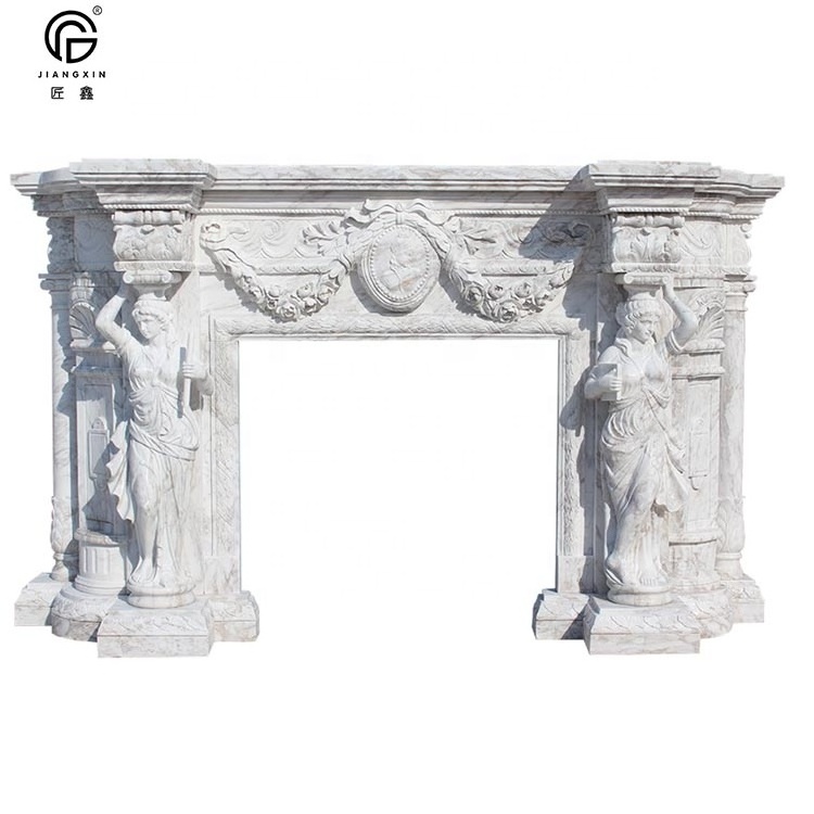 Modern Indoor Western  Hand  Carved  Marble  Fireplace  Mantel