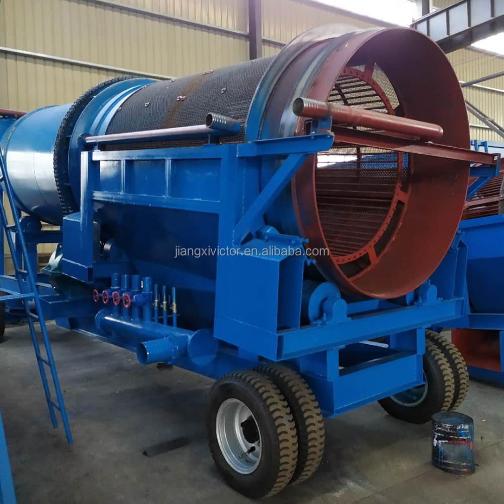 Gold mining trommel washing machine big capacity gold trommel wash plant with gold sluice box