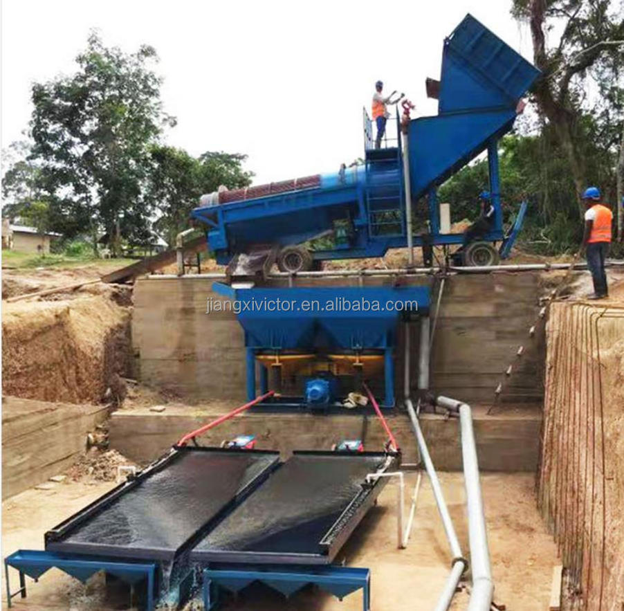 Gold mining trommel washing machine big capacity gold trommel wash plant with gold sluice box