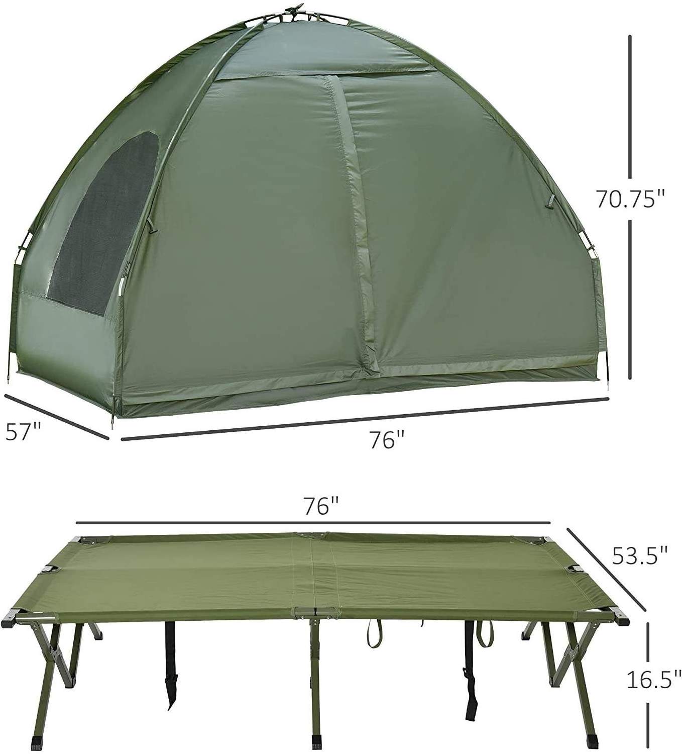 New Design Large Cot Tent Compact Pop Up Portable Folding Outdoor Elevated All in One Camping Hiking Cot Tent