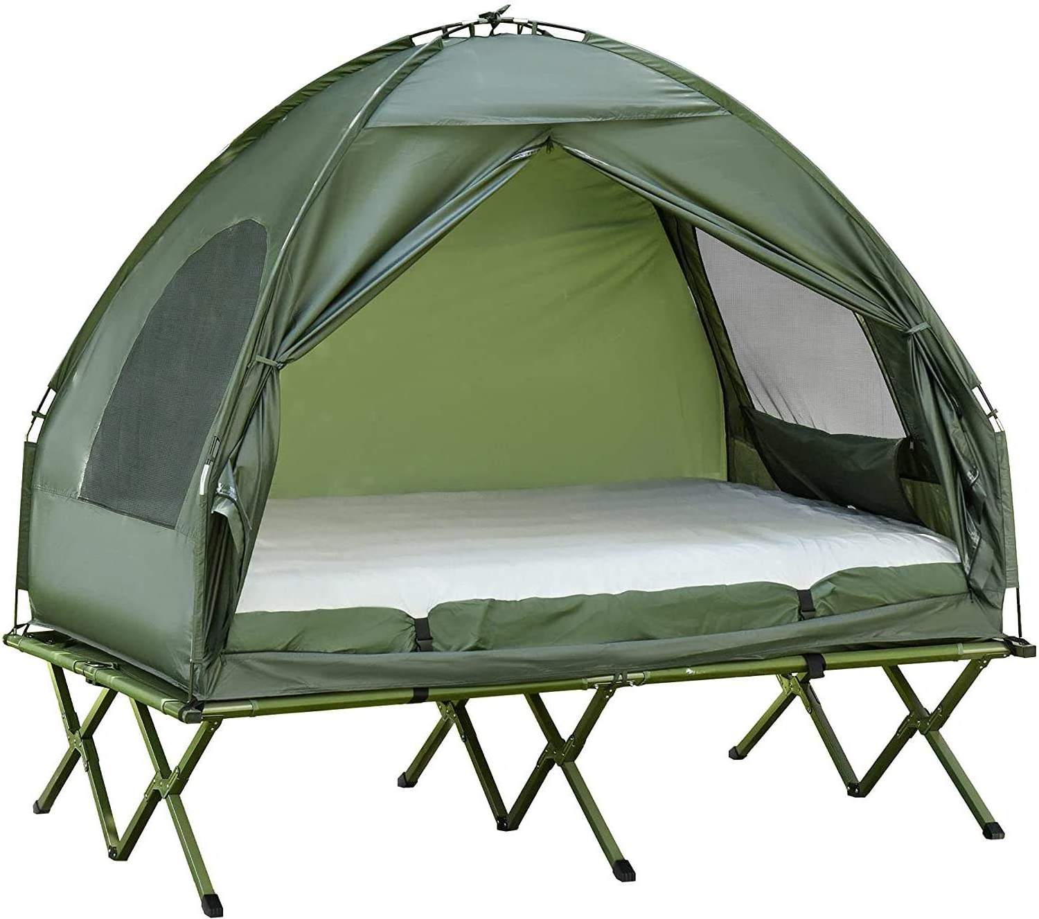 New Design Large Cot Tent Compact Pop Up Portable Folding Outdoor Elevated All in One Camping Hiking Cot Tent