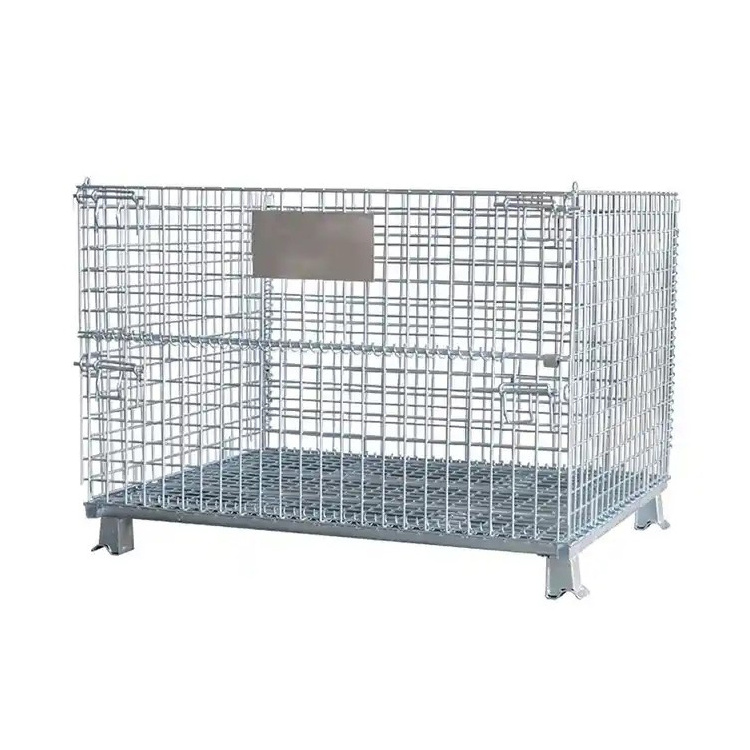 supplier heavy duty collapsible steel metal storage pallet mesh cage