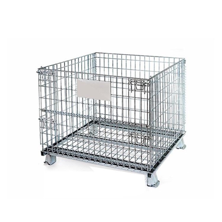 supplier heavy duty collapsible steel metal storage pallet mesh cage