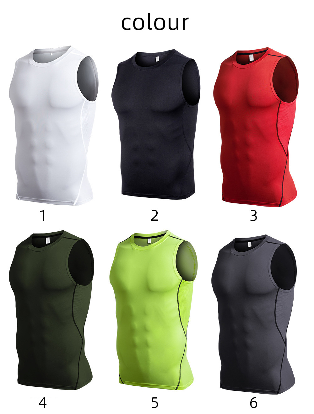 Multi Color US Size 100% Polyester White Wife Beater Tight Sleeveless Fitness Elastic String Compression Tank Tops For Men