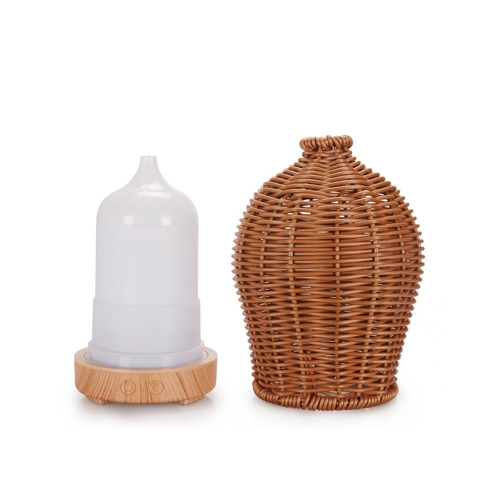 USB ultrasonic 7-color rattan bamboo environmentally friendly ultrasonic aroma diffuser essential oil ball cold mist humidifier