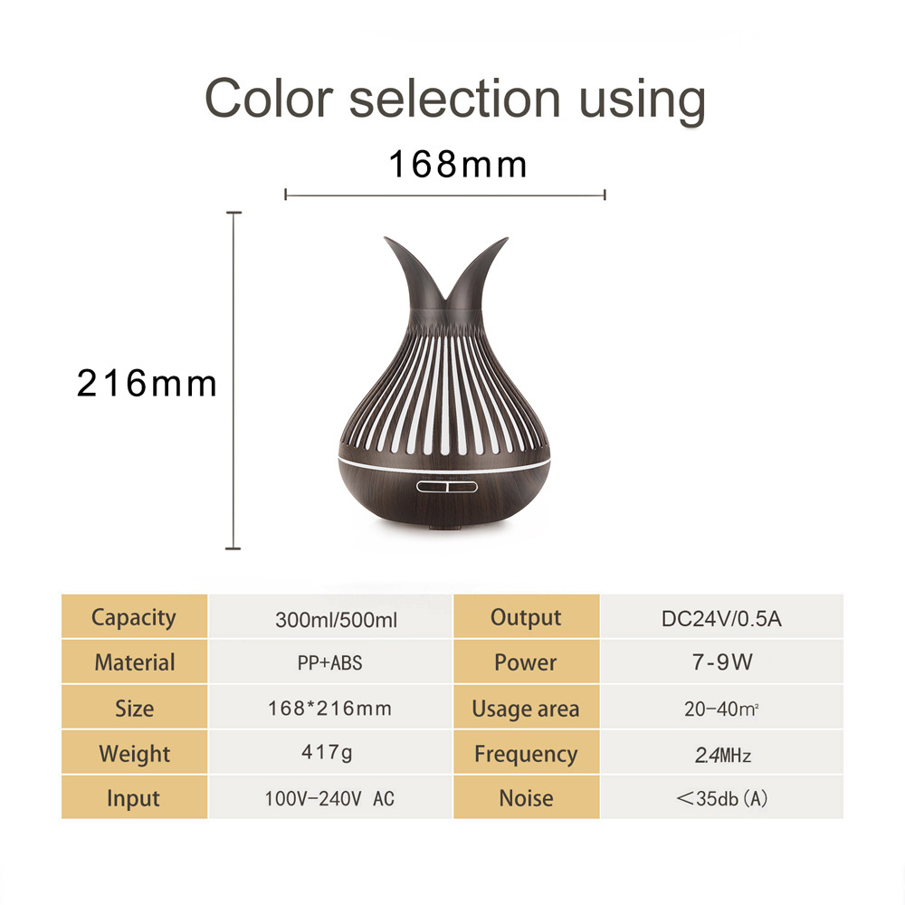 Hot selling wood grain aromatherapy machine 2022 aromatherapy essential oil humidifier 7 color night light cold mist humidifier