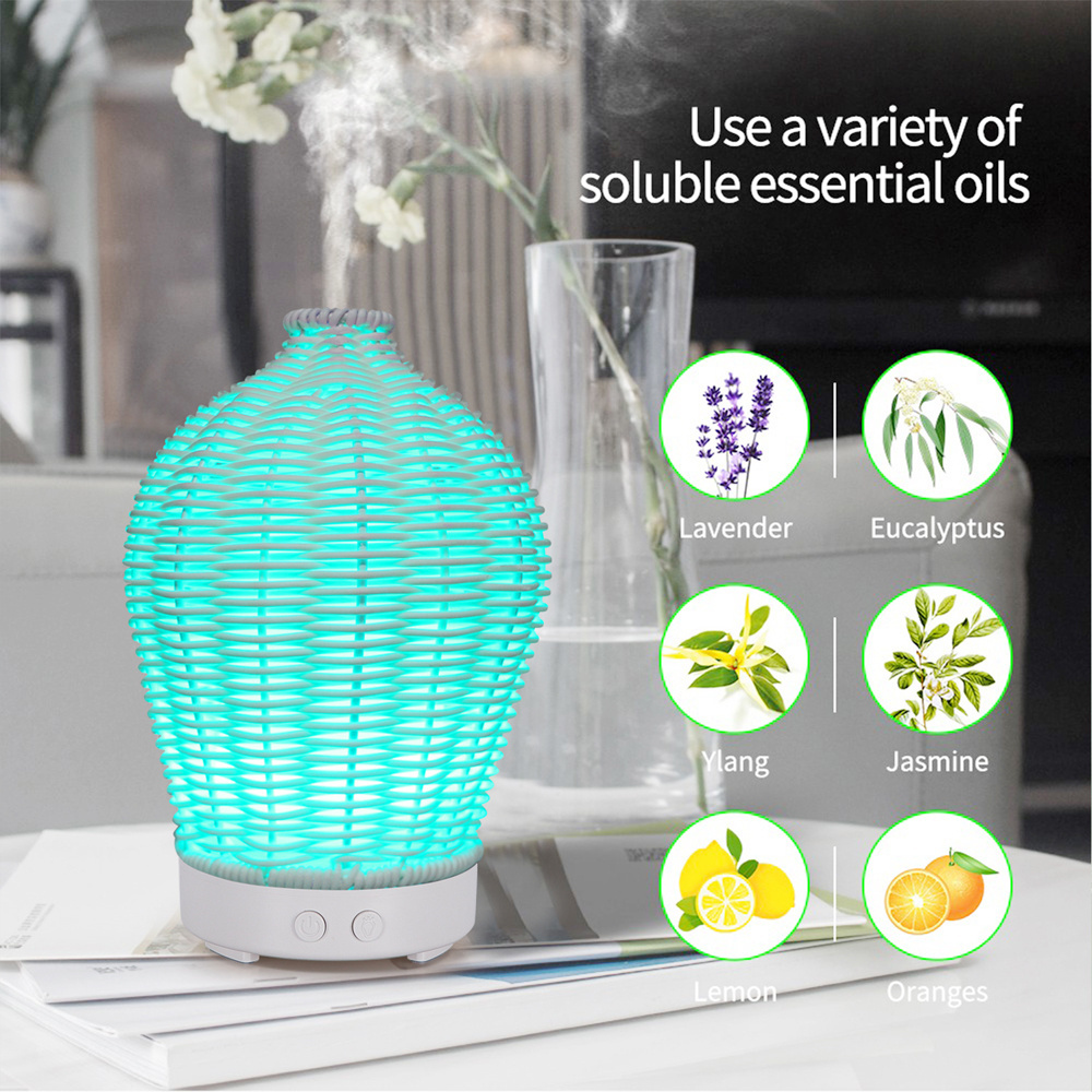 USB ultrasonic 7-color rattan bamboo environmentally friendly ultrasonic aroma diffuser essential oil ball cold mist humidifier