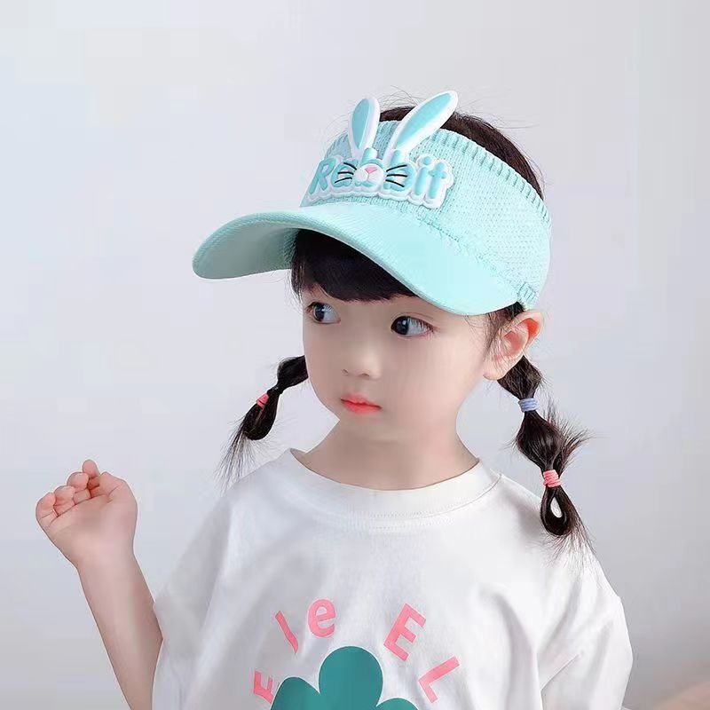 2023 Summer New Cute Cute Rabbit Boys and Girls' Open Top Sunscreen Outdoor Travel Beach Hat