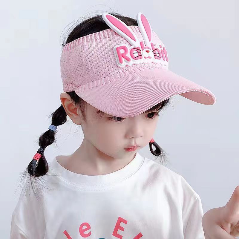 2023 Summer New Cute Cute Rabbit Boys and Girls' Open Top Sunscreen Outdoor Travel Beach Hat