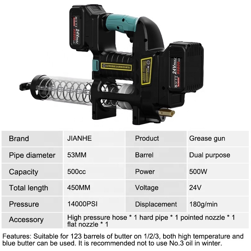 high-power lithium battery powered tool electric automatic excavator grease gun cordless grease gun