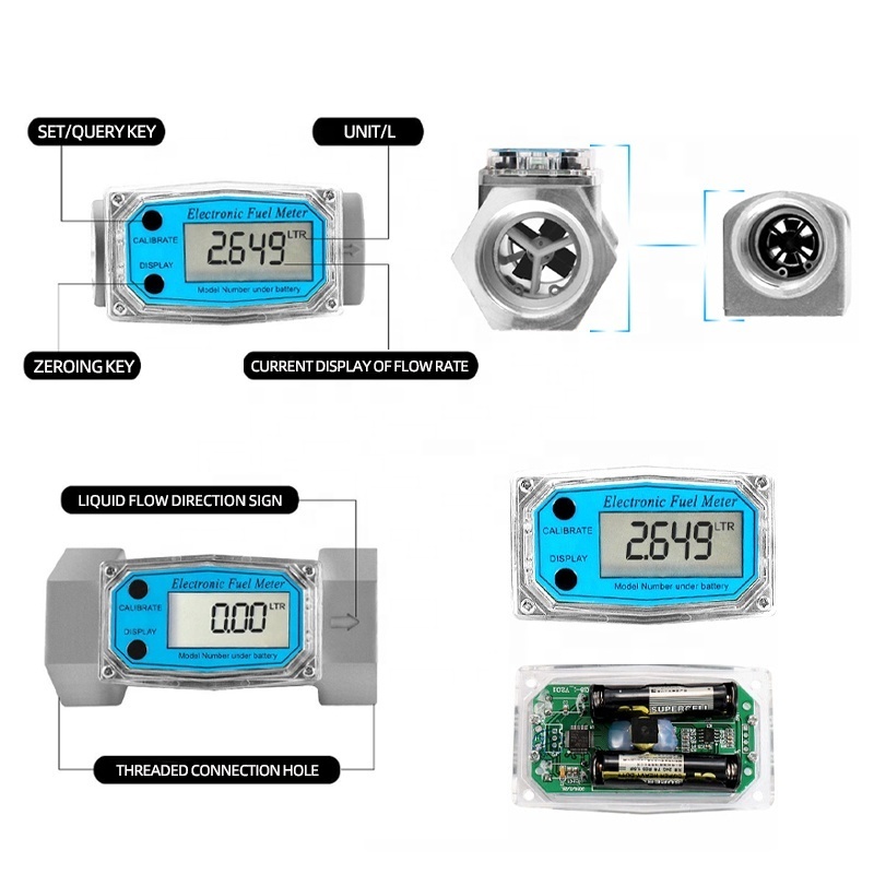 2 inch 3/4 small stainless steel liquid digital turbine water flow meter turbine for water fuel diesel gasoline