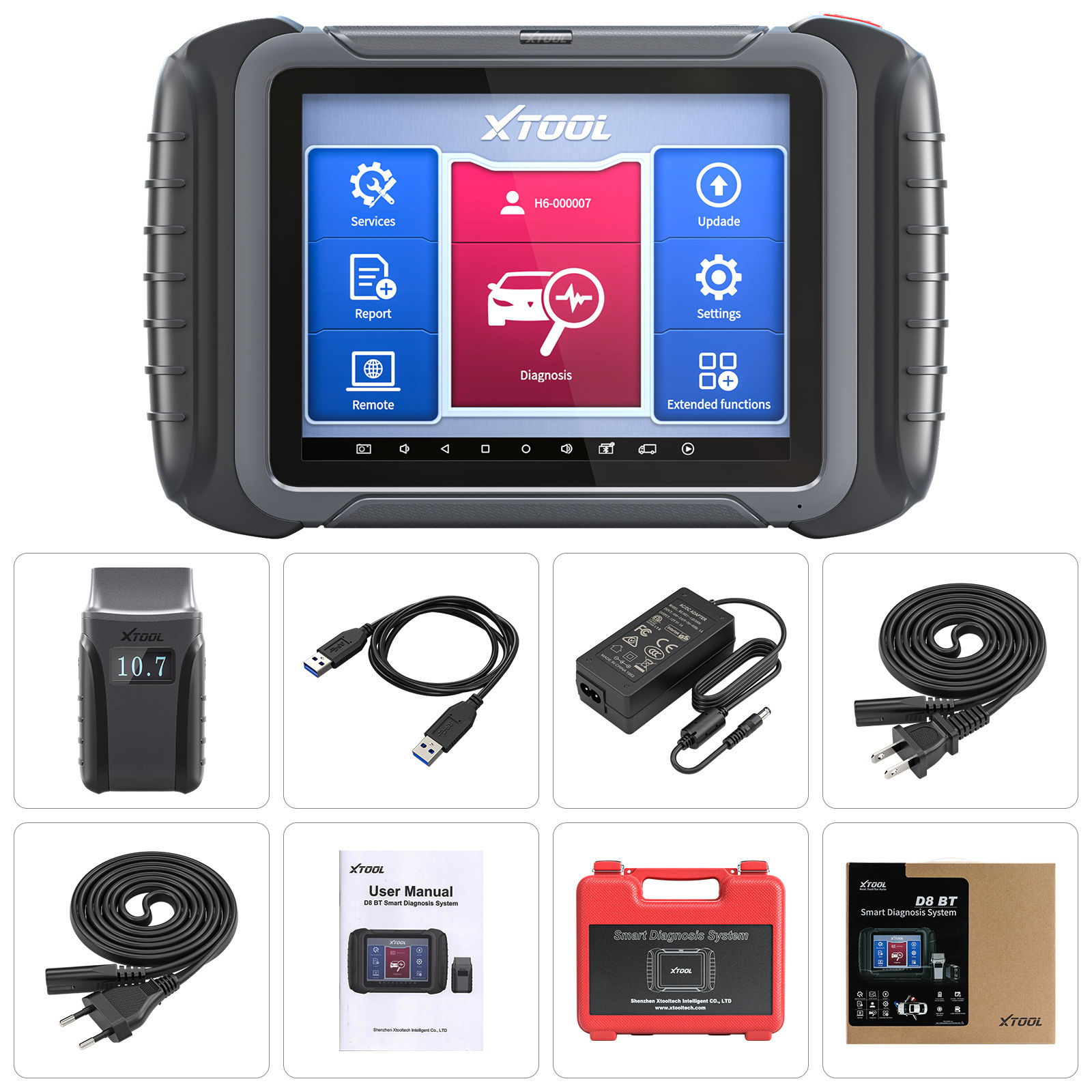 XTOOL D-8 BT Car OBD2 Diagnostic Tool Active Test ECU Coding Key Programmer Topology Map All System Diagnosis CANFD