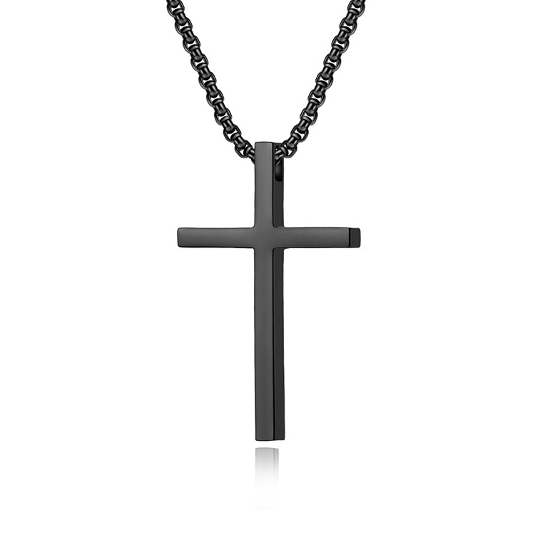 Fashion New Titanium Stainless Steel Silver Cross Necklace Christian Prayer Pendant for Men Women unisex