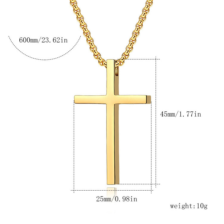 Fashion New Titanium Stainless Steel Silver Cross Necklace Christian Prayer Pendant for Men Women unisex