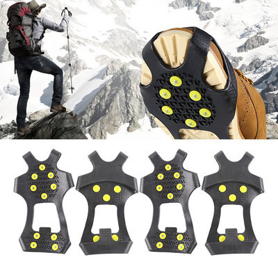 Factory Safety Durable Winter Snow 10-tooth Ice Shoe Covers Silicone Ice Grip Spikes for Shoes