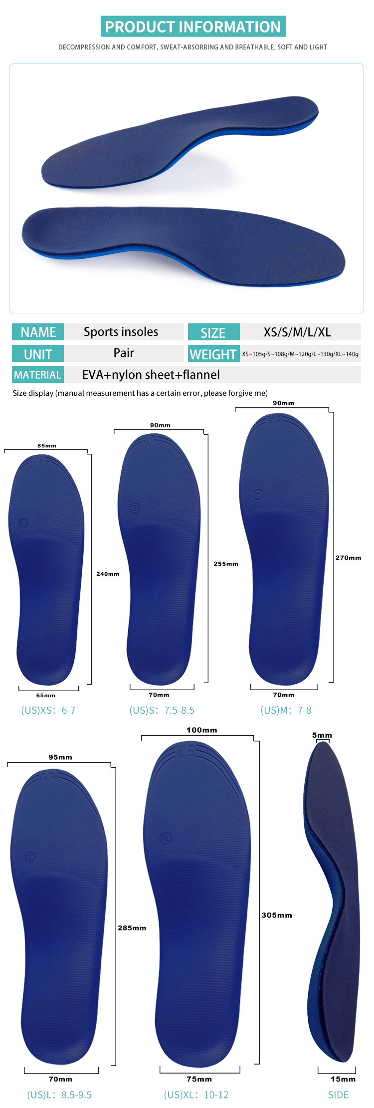 JIANHUI Foot Care Products Orthotic Running Insole Orthopedic Shoe Inserts Orthotic Insoles