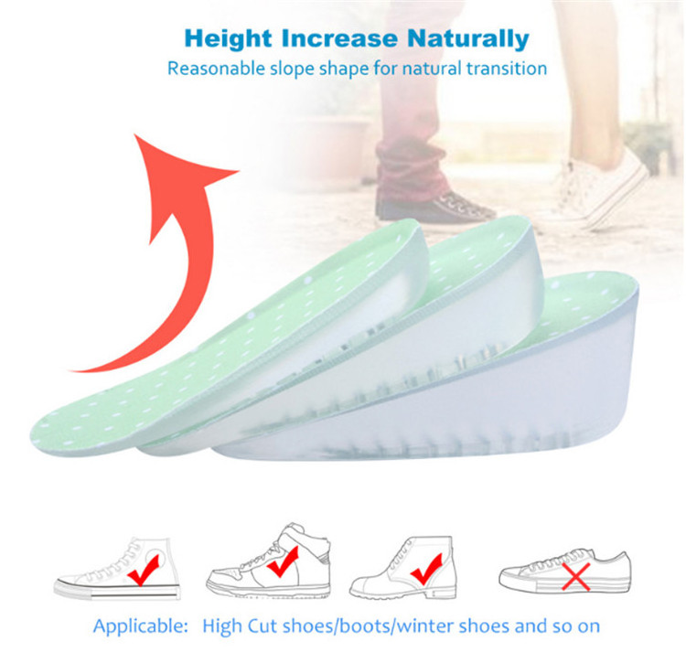 Silicone Gel Stealth Half Heel Height Increase Insoles Damping Buffer Heel Pads for Men and Women