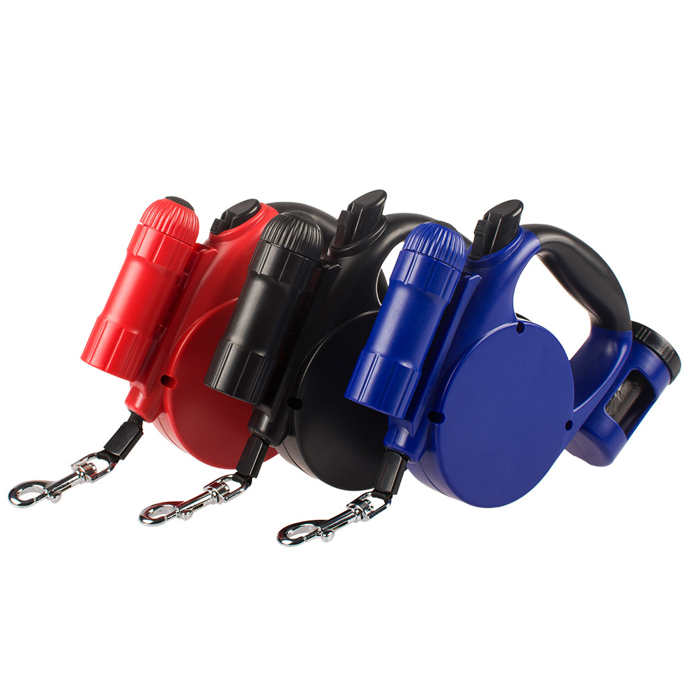 Pet Nylon Rope Wholesale Heat Transfer Retractable Hands Free Automatic Dog Leash For Dog With Garbage Bag And Light