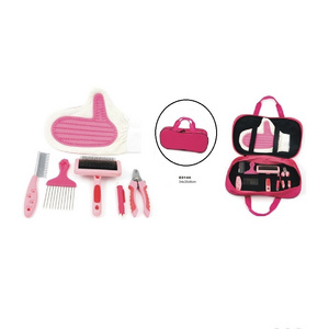 Pink Pet Dog Tool Brush Scissors Dog Grooming Set