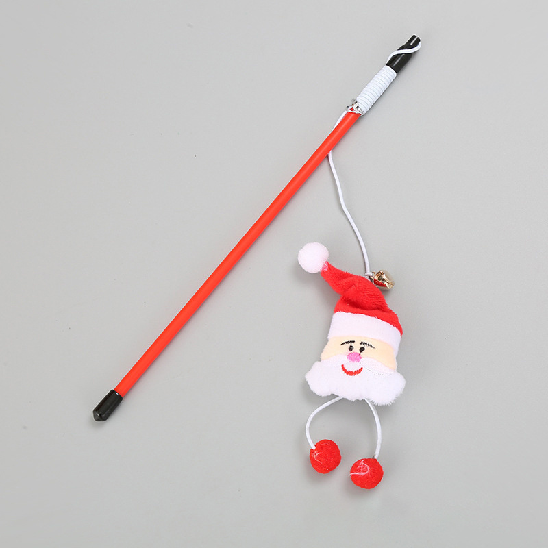 Manufacture Wholesale Custom Christmas Bulk Wand Teaser Interactive Stick Pet Cat Toy