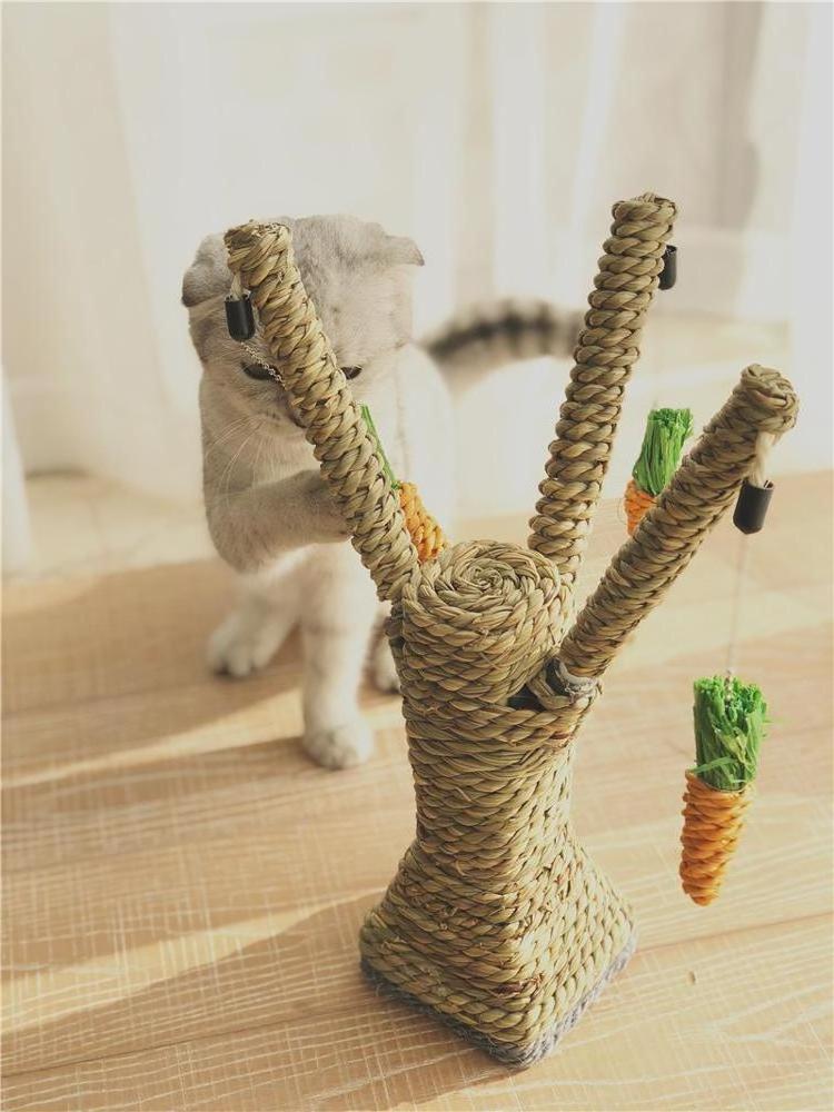 Wholesale Custom Natural Seaweed Cat Scratcher Toy Sisal Cat Scratching Tree with toys