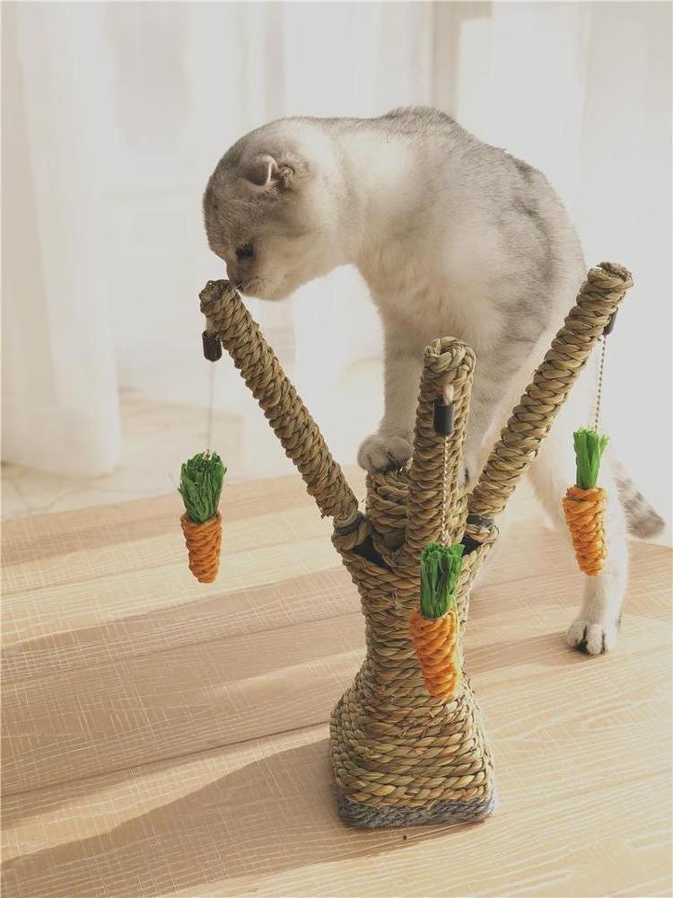 Wholesale Custom Natural Seaweed Cat Scratcher Toy Sisal Cat Scratching Tree with toys