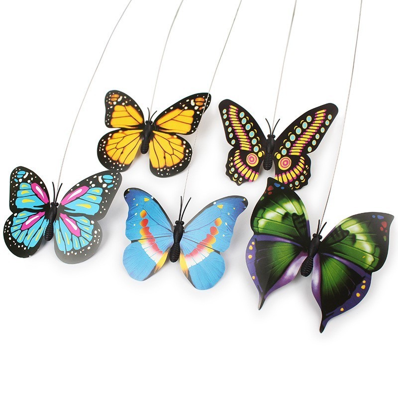 Electric Electronic Moving Interactive Flying Bird Cat Toy Butterfly Pet Cat Toy Steel Wire Puzzle Toys With Spinner Whirling