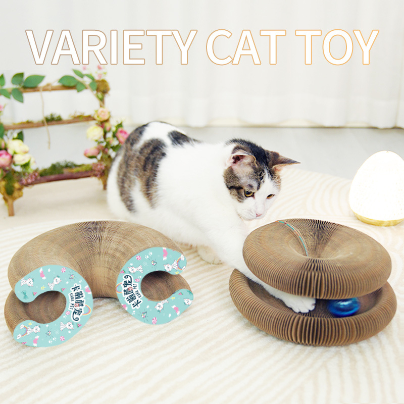 Wholesale new cat cardboard toy bell new modern lounge corrugated claws organ toy cardboard board cat scratcher