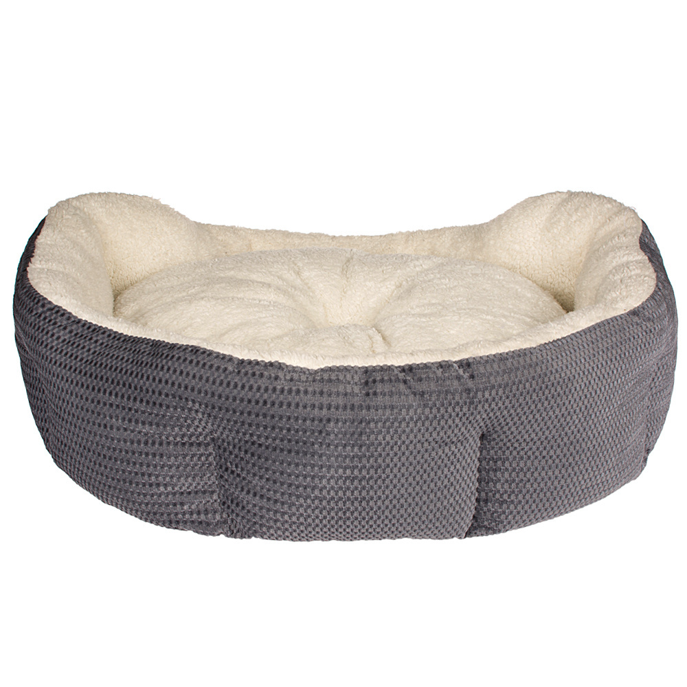 High Quality Modern Natual China Luxury Extra Large Faux Fur Hot Grey Round Cheap Small Pet Dog Cat Sofa Bed For Dog