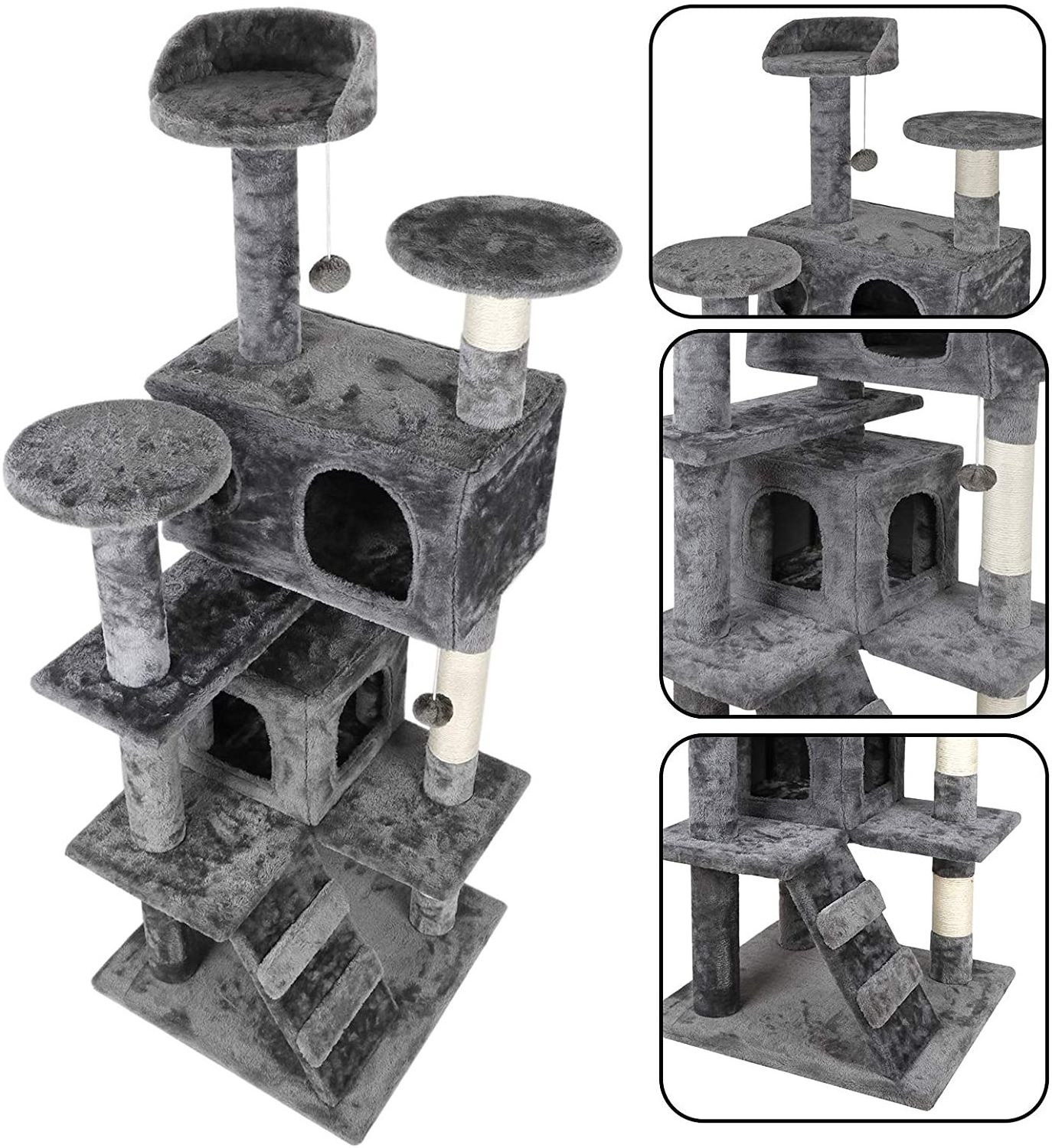 Wholesale hot selling large size wooden pet scratcher house tower condo cat tree