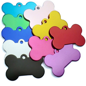 Wholesale Sublimation Blank Printer Anodized Aluminium Stainless Steel Custom Necklace Metal Bone Shaped Blank Chain Dog Tag