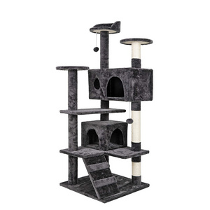 Wholesale hot selling large size wooden pet scratcher house tower condo cat tree