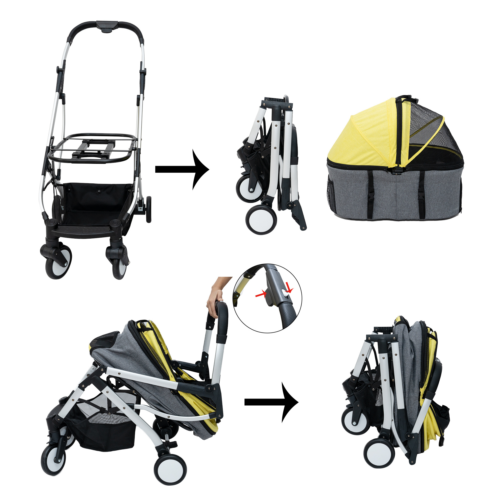 Wholesale manufacturer portable and folding pet stroller large dog and cat stroller